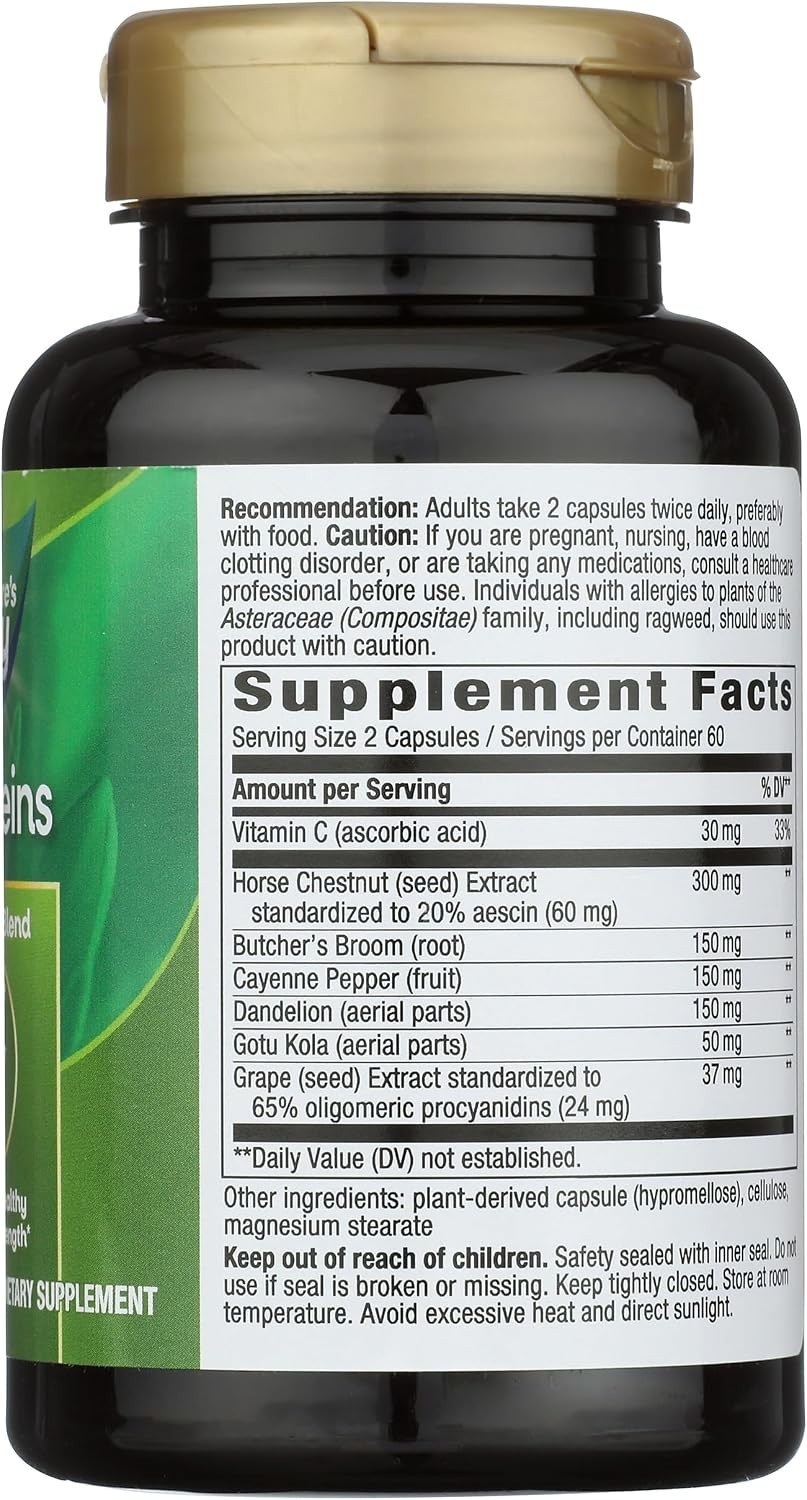 Herbal 6-Herb Blend for Healthy Leg Veins – , 120 Capsules Wellness Boost