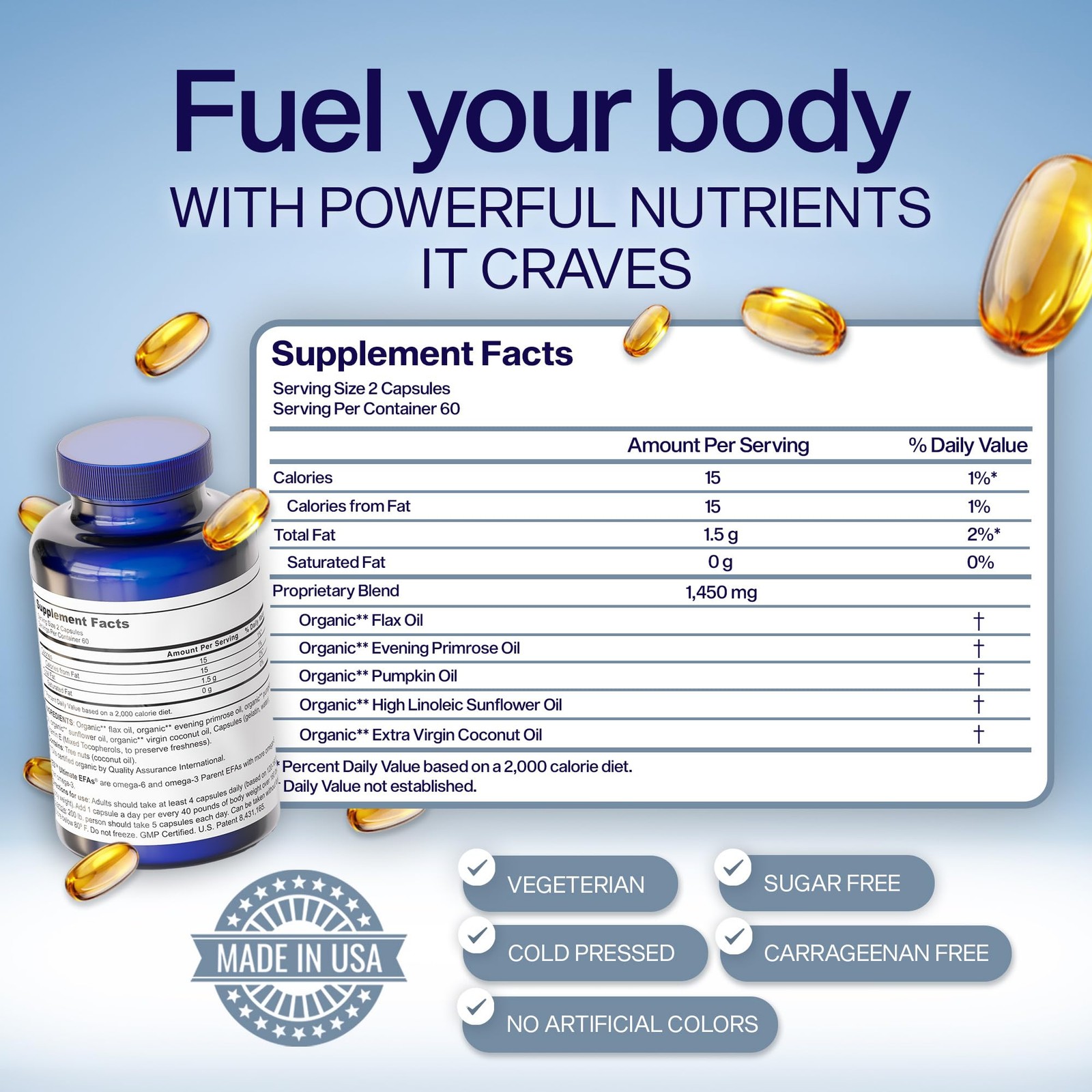 Plant Based Fish Oil Alternative YES Omega 3 & 6 Fatty Acid – Burpless – DHA …