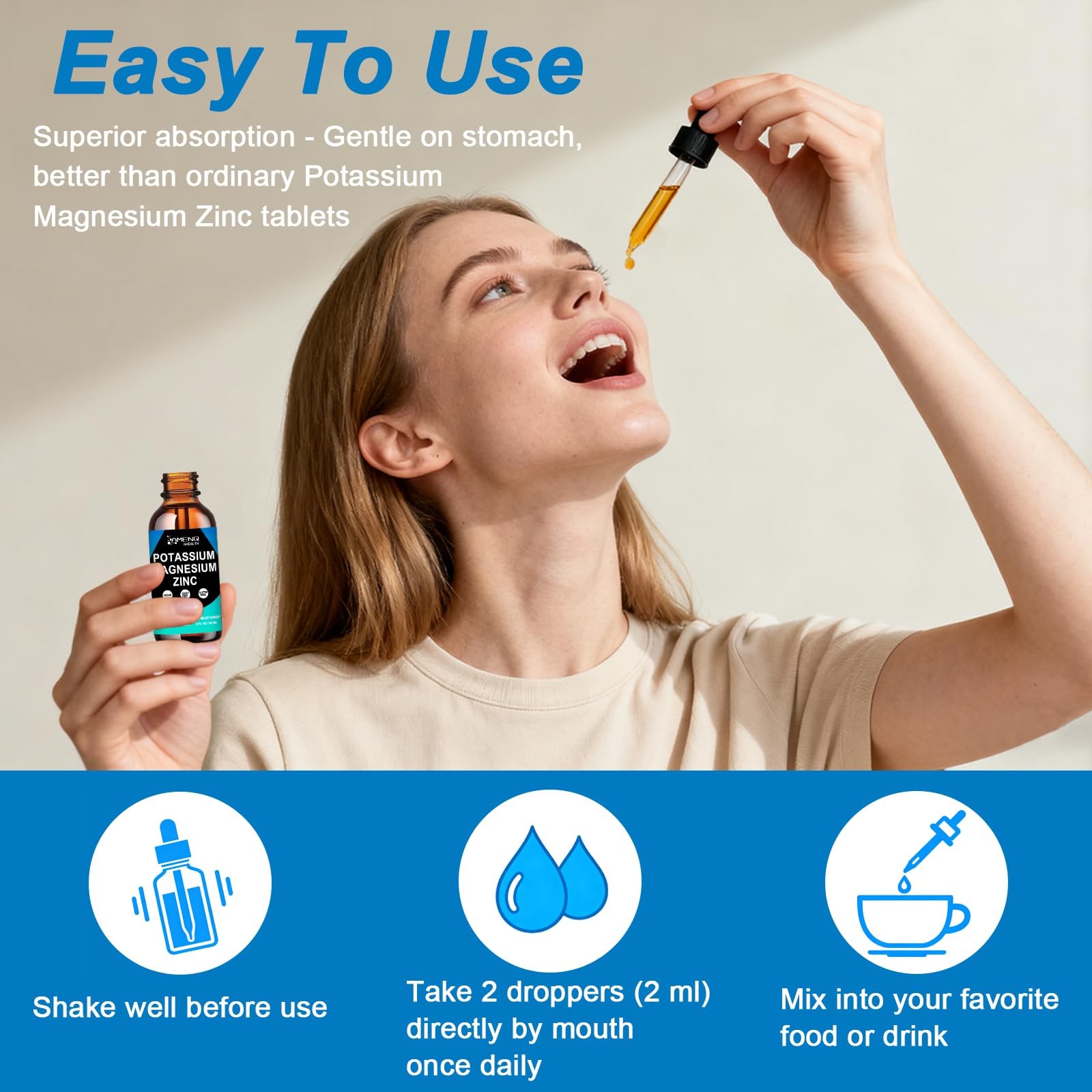 Potassium Magnesium Supplement Liquid Drops Plus Zinc, 2 Fl Oz (Pack of 1)