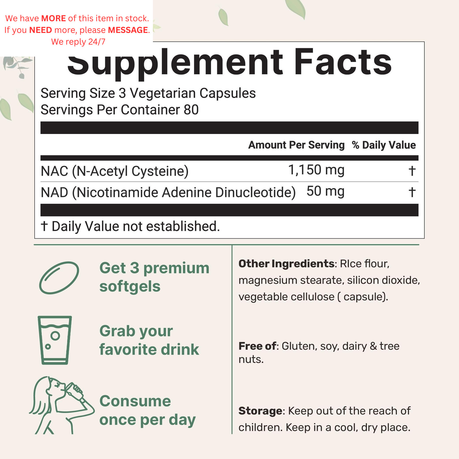 Micro Ingredients NAC with NAD+, 240 Vegetarian 240 Count (Pack of 1)