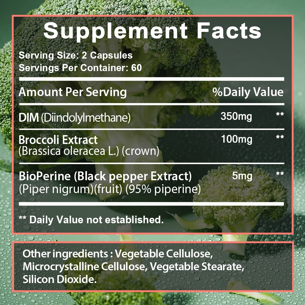 Dim Diindolylmethane 350mg Hormonal Balance Estrogen Blocker Support Metabolism