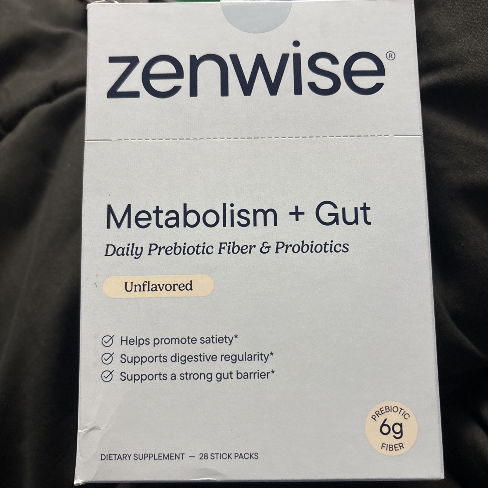 Zenwise Metabolism + Gut Daily Prebiotic Fiber & Probiotics 28 Stick Packs – New