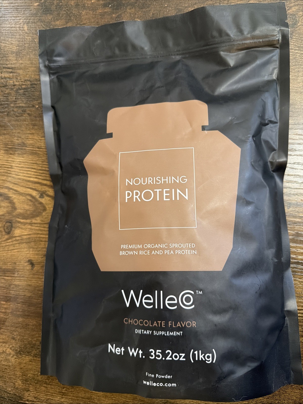 WelleCo Nourishing Protein Chocolate 35.2oz 1kg Brown Rice & Pea BB 02/27 New
