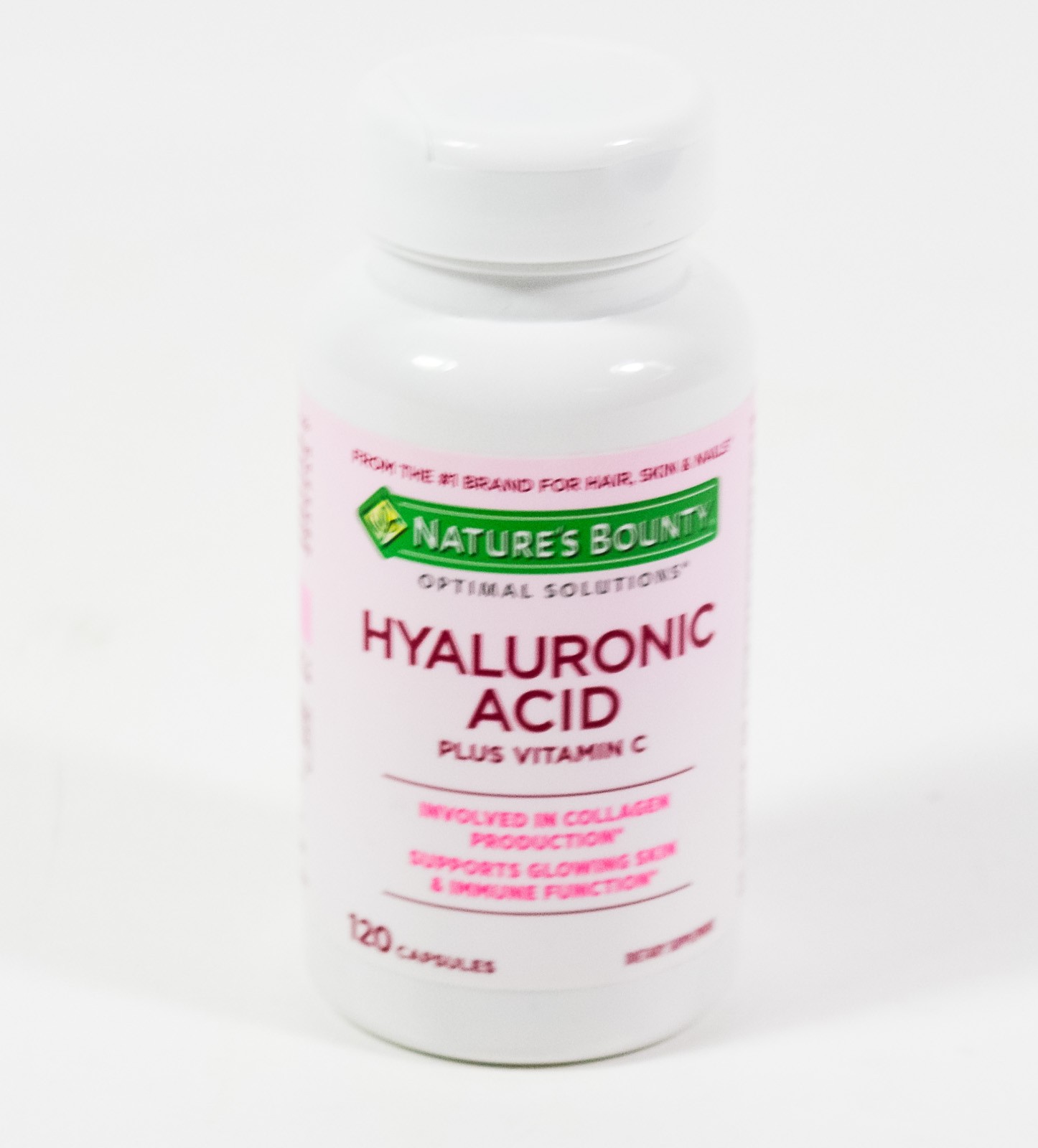 Natures Bounty Optimal Solutions HYALURONIC ACID Vitamin C 120 capsules 08/2026
