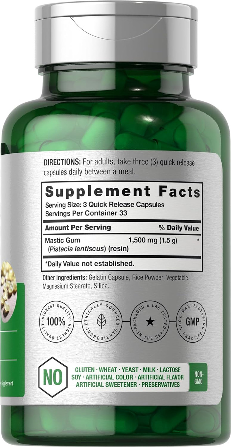 Mastic Gum Capsules 1500Mg 100 Count | Non-Gmo & Gluten Free
