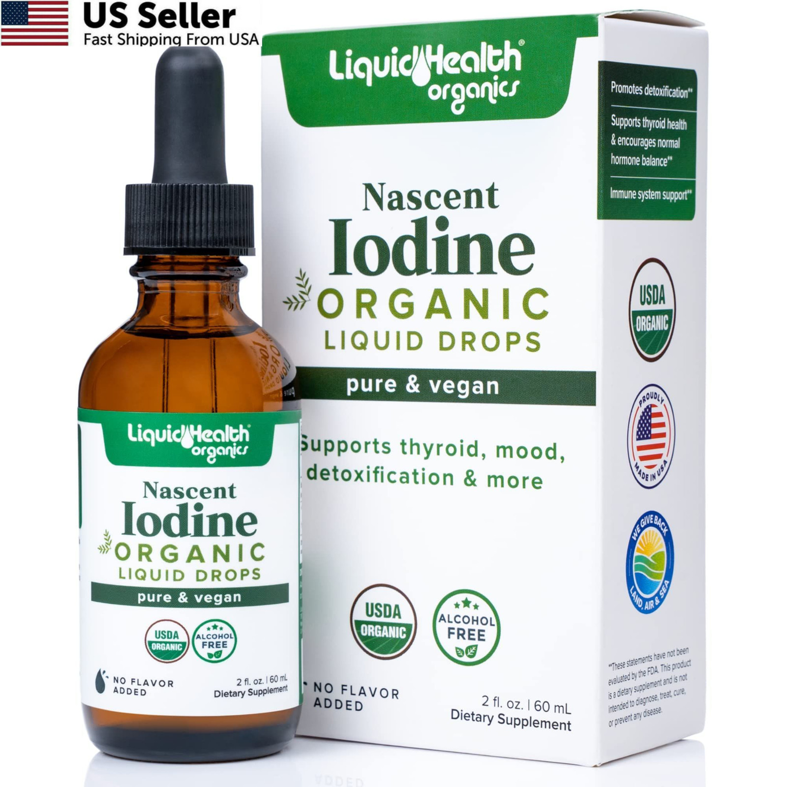 LIQUIDHEALTH USDA Organic Nascent Iodine Liquid Drops, 2 Fl Oz (Pack of 1)