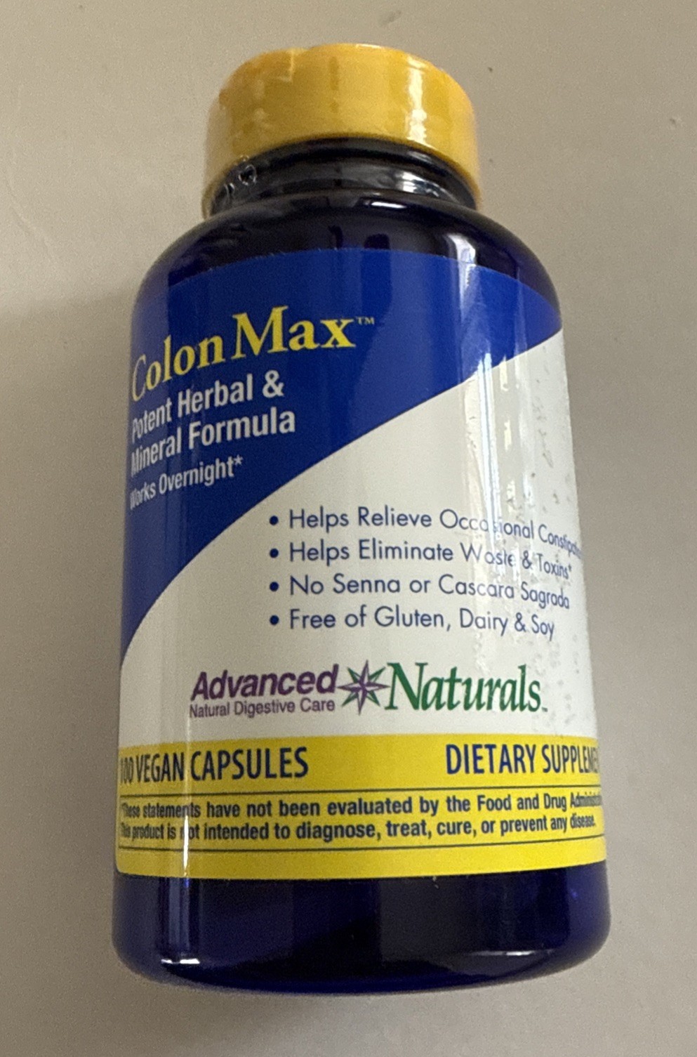 Advanced Naturals ColonMax Herbal Vegan Constipation 100 CAPS EXP: 4/2028