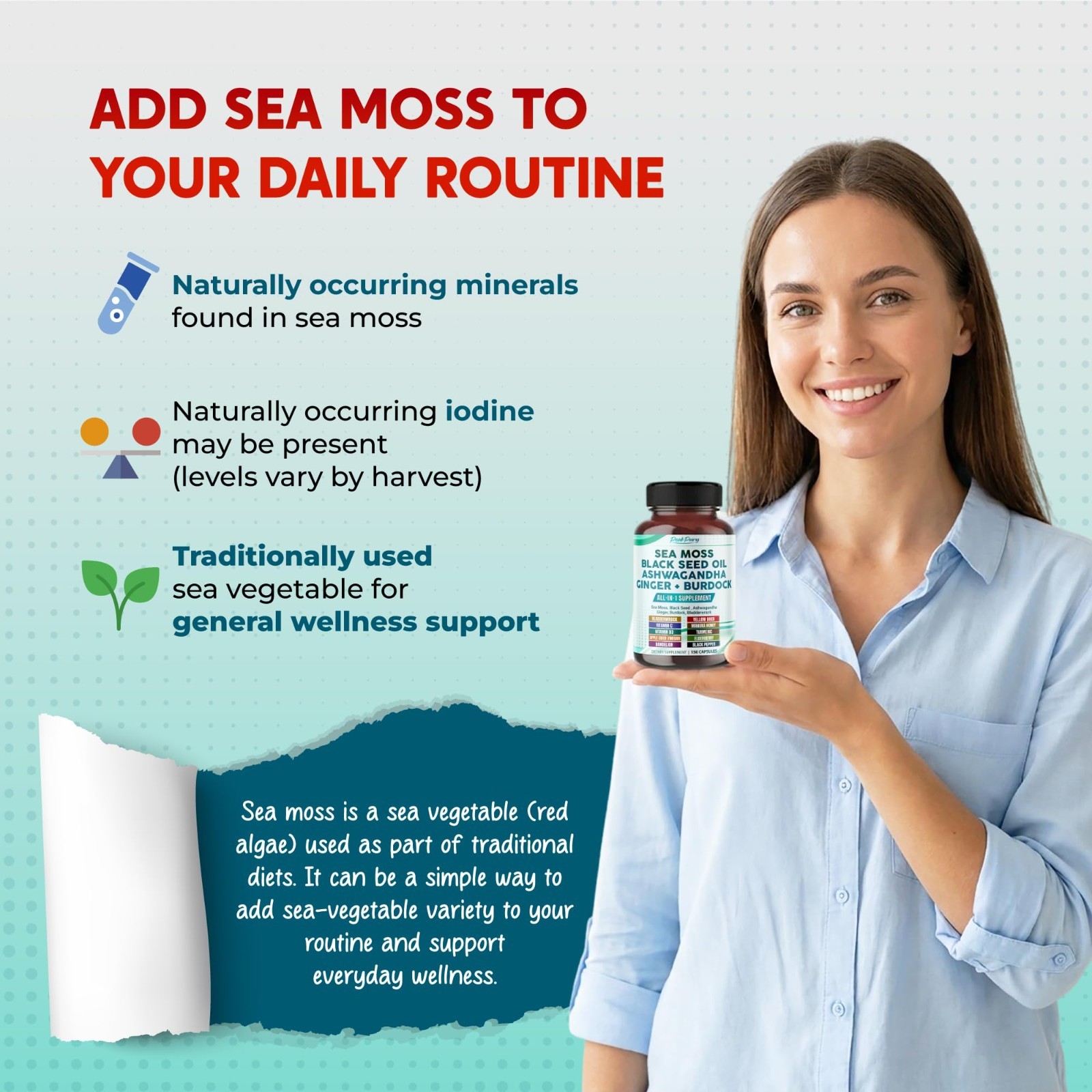 Organic Sea Moss & Black Seed Oil with Ashwagandha, Ginger & Burdock – Immunity