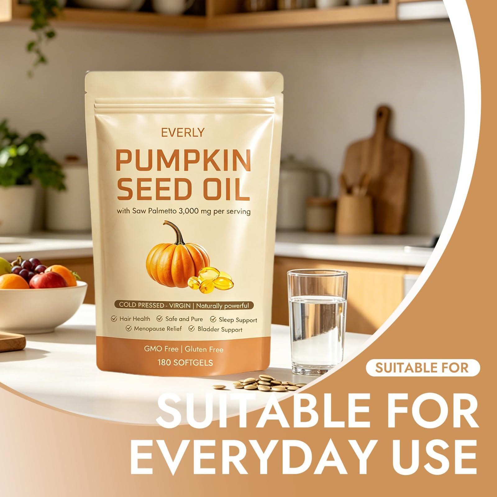 3 Pack Pumpkin Seed Oil 3000mg 180 Softgels Cold Pressed Virgin Saw Palmetto –