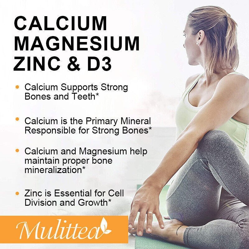 4Bottles Zinc Calcium Magnesium Vitamin D Complex Supplement Bone Muscle Immune
