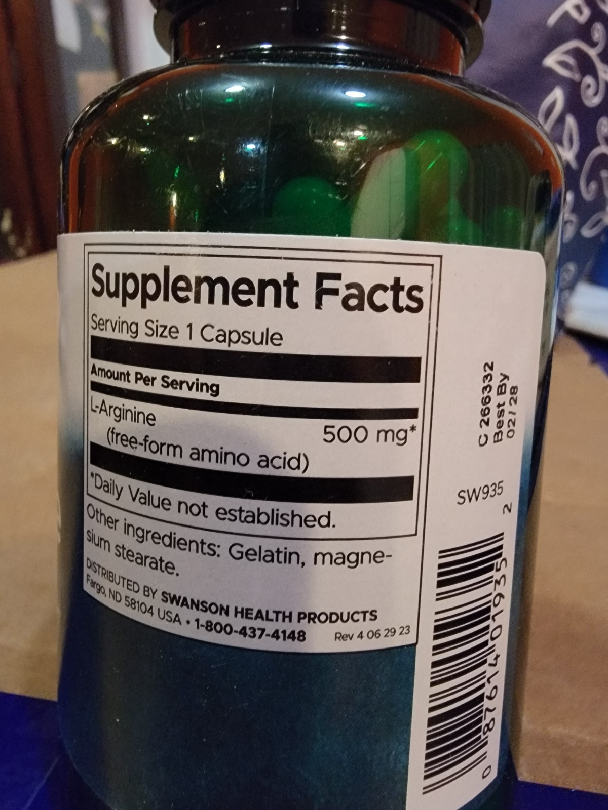 Swanson L-Arginine Vitamin Capsule – SW935 (200 Count)