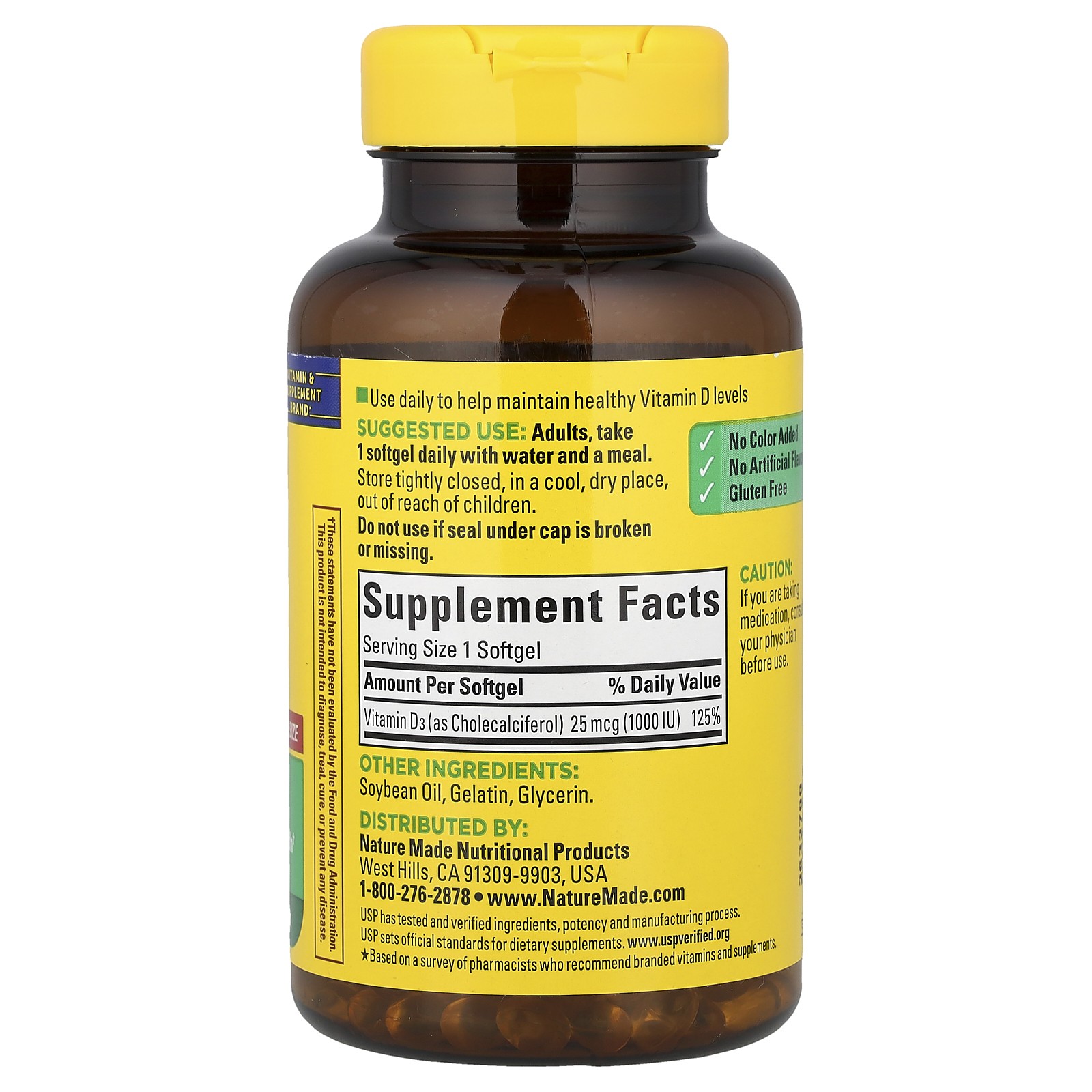 Vitamin D3, 25 mcg (1,000 IU), 300 Softgels