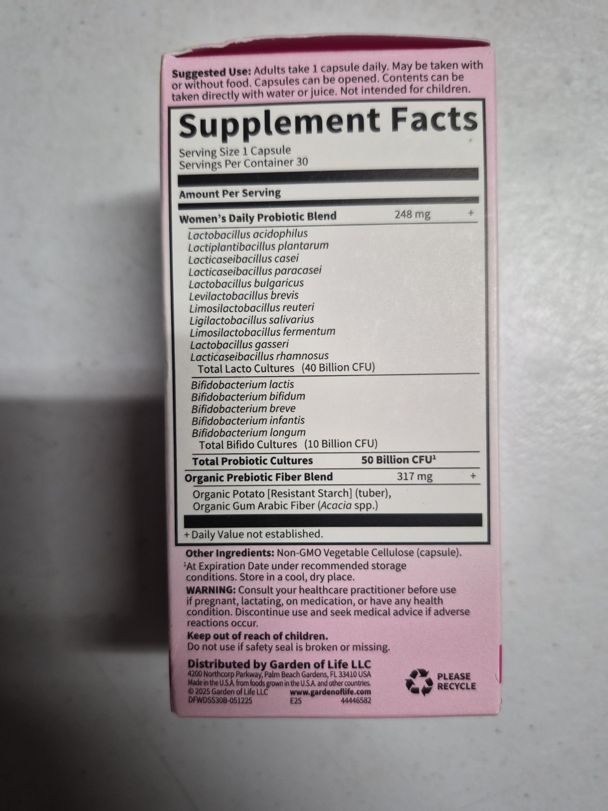 Garden of Life, Dr. Formulated Probiotics, Once Daily Women’s, 30 ct Exp 01/27