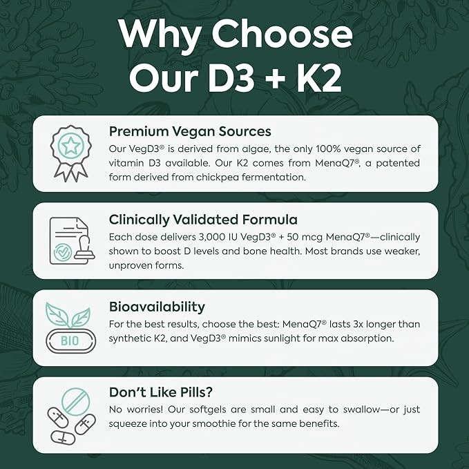 Organics Ocean Better D3 + K2 Organic Vegan Supplement 30 Softgels