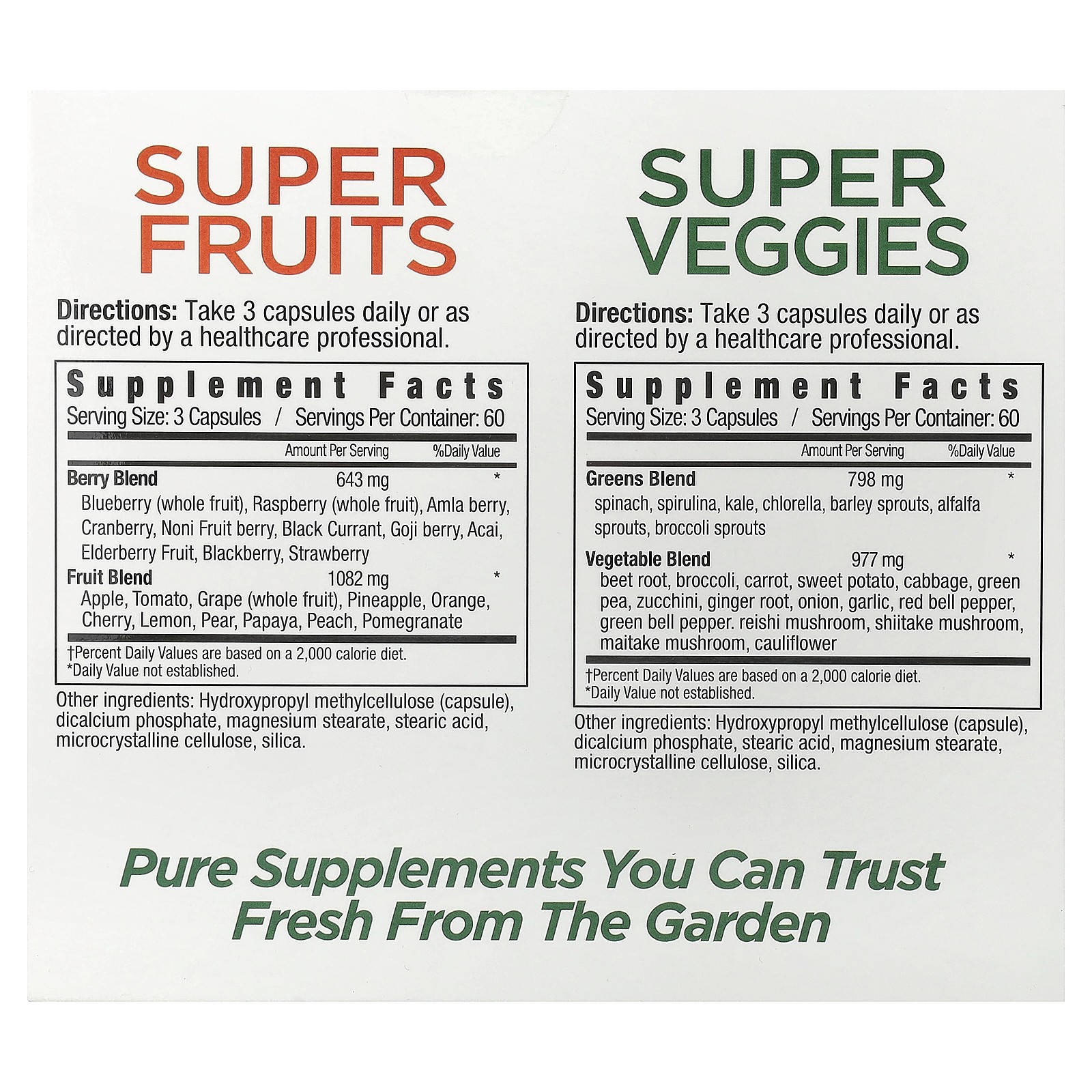 Super Fruits & Veggies , 2 Pack, 180 Capsules Each