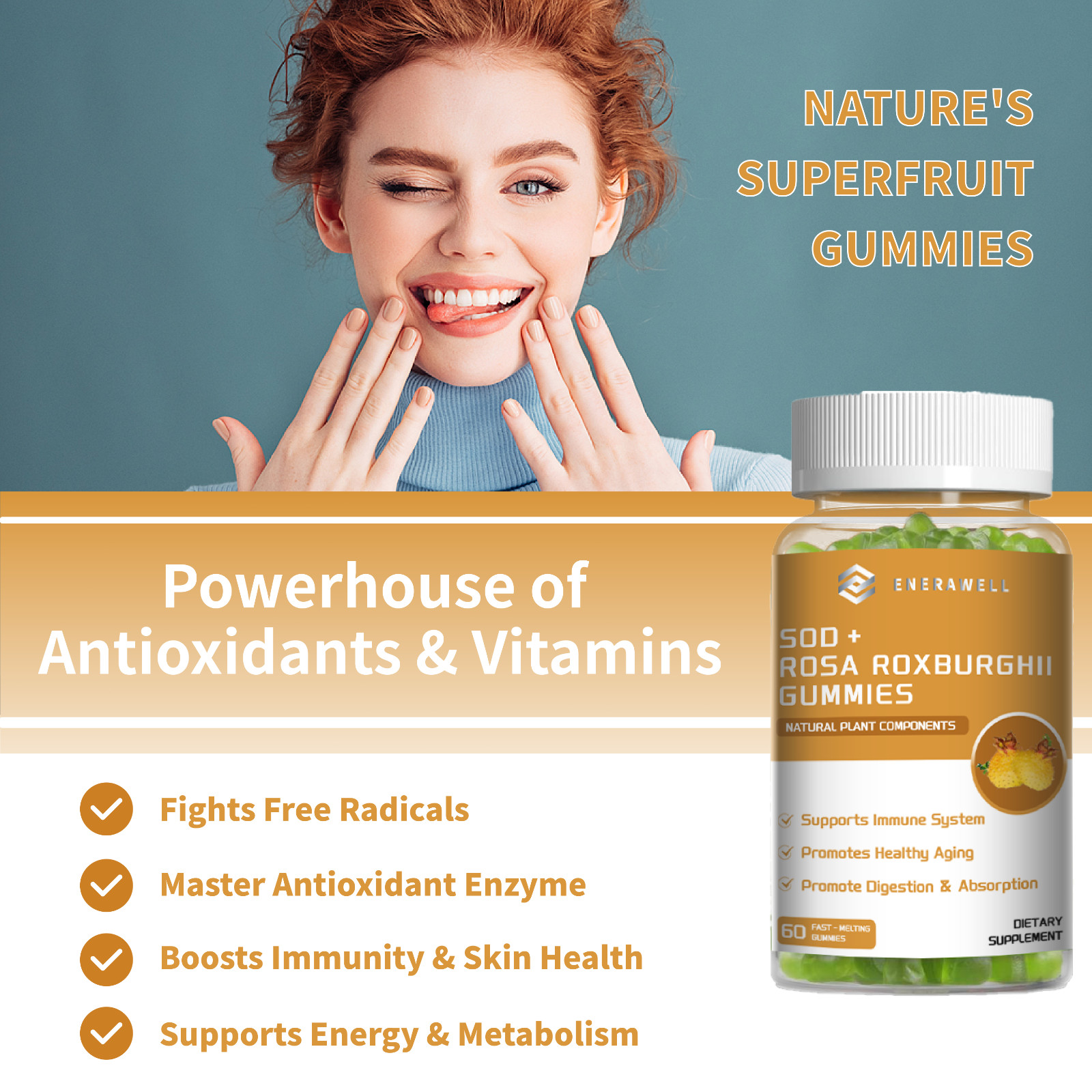 SOD + Rosa Roxburghii Gummies For Immunity Support | Skin Health | 02/07/2027
