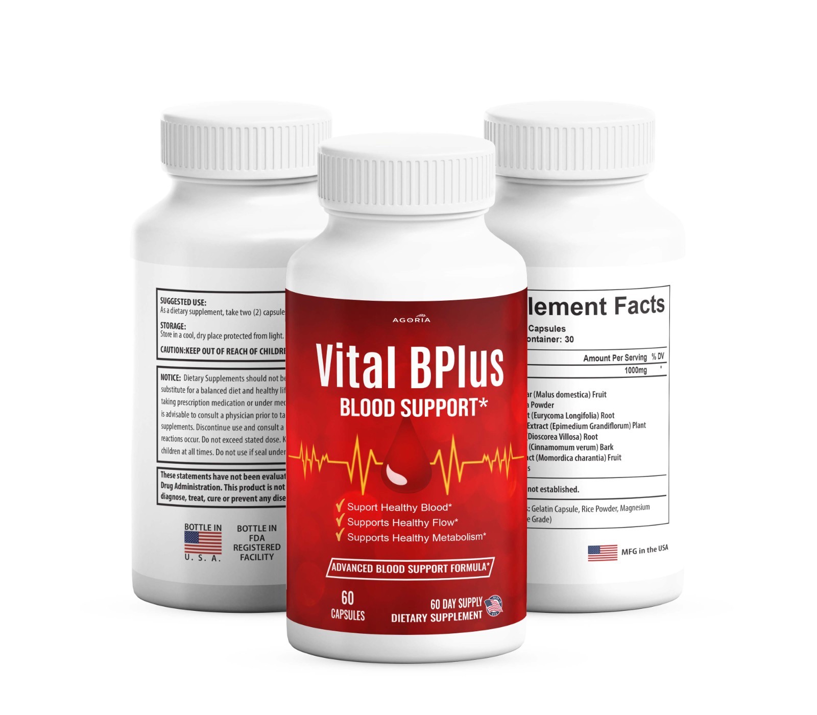(6 Pack) Vital B Plus Advanced Blood Support Supplement VitalBPlus Capsules