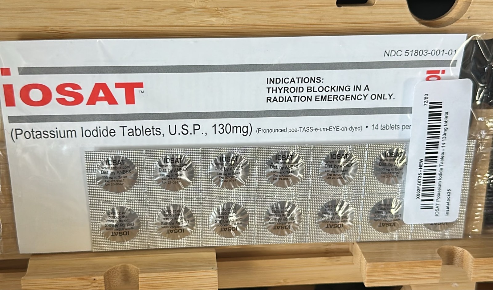 iOSAT Potassium Iodide Tablets 130 mg Pack (14 Tablets) Exp. 2032