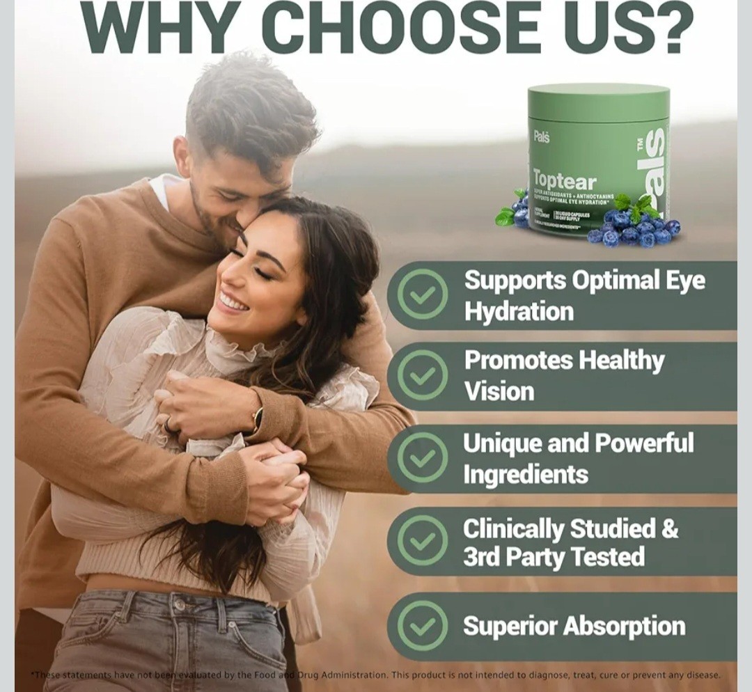 TopTear Dry Eye Vision Optic Health Supplement w/Bilberry 30 Vegan Liquid Caps