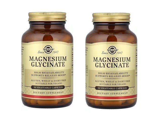 Solgar Magnesium Glycinate, 90 Vegetable Capsules ****2 PACK******exp 07/2028