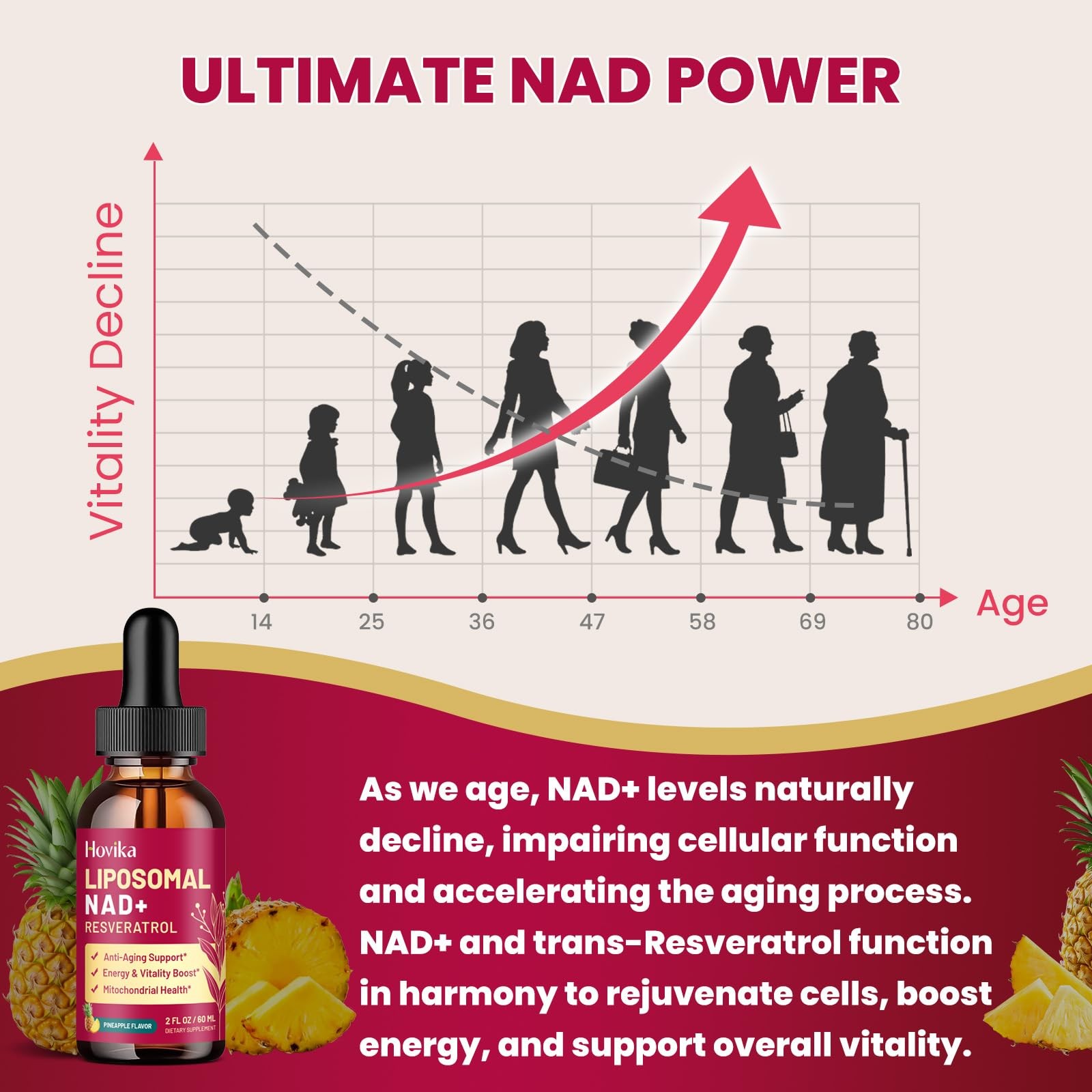 Hovika Liposomal Nad Supplement – 1200Mg Nad Liquid Drops For Women Men