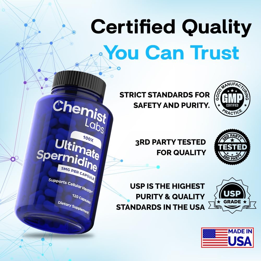 Spermidine Supplements for Longevity – 100x Formula, 5 mg, Vegan, 120 Servings