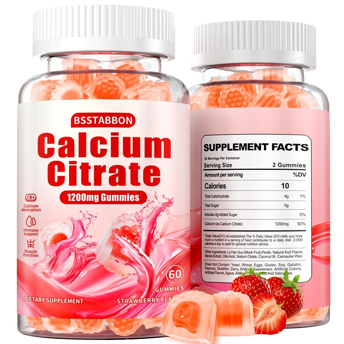 Calcium Citrate Supplement Gummies for Adult: Women & Men Sugar Free 1200 mg …