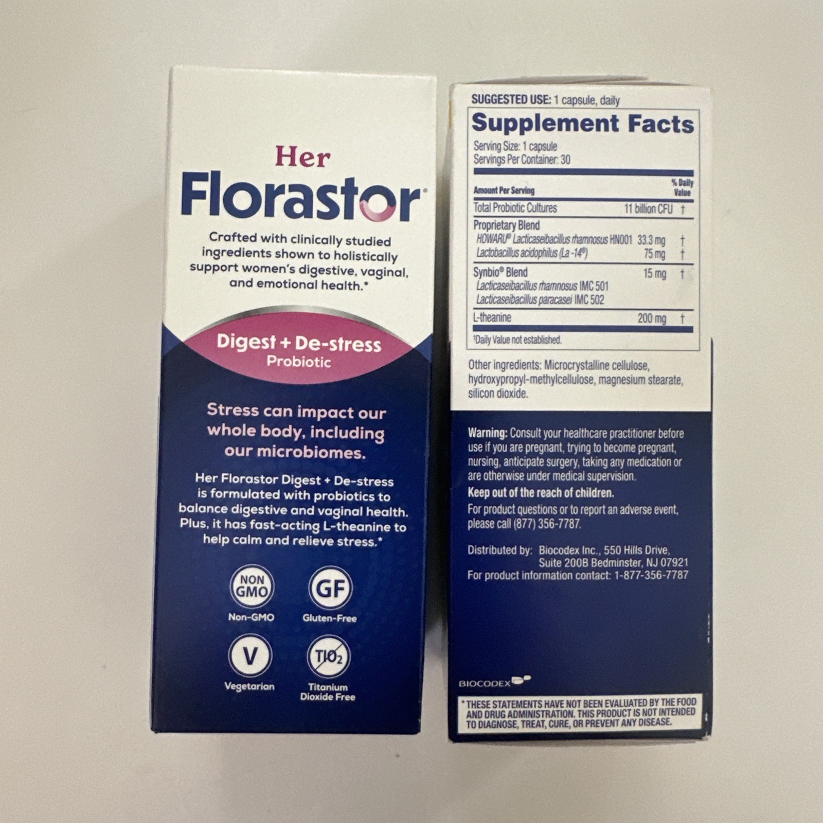 (2) Her Florastor Digest + De-Stress Probiotic – 30 Caps Exp. 12/26