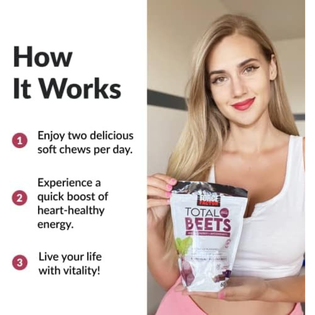 Force Factor Total Beets Blood Pressure Support, Beet Root Supplement Soft Chew