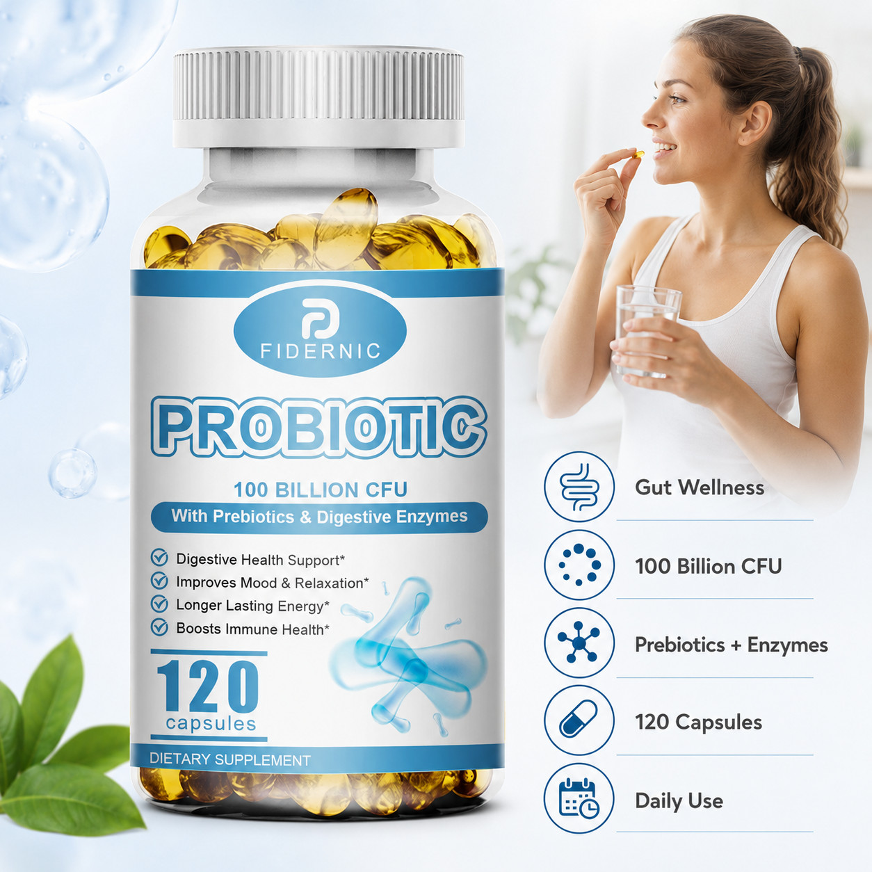 Probiotics 100 Billion CFU 120ct Digestive Gut Health Immune Support