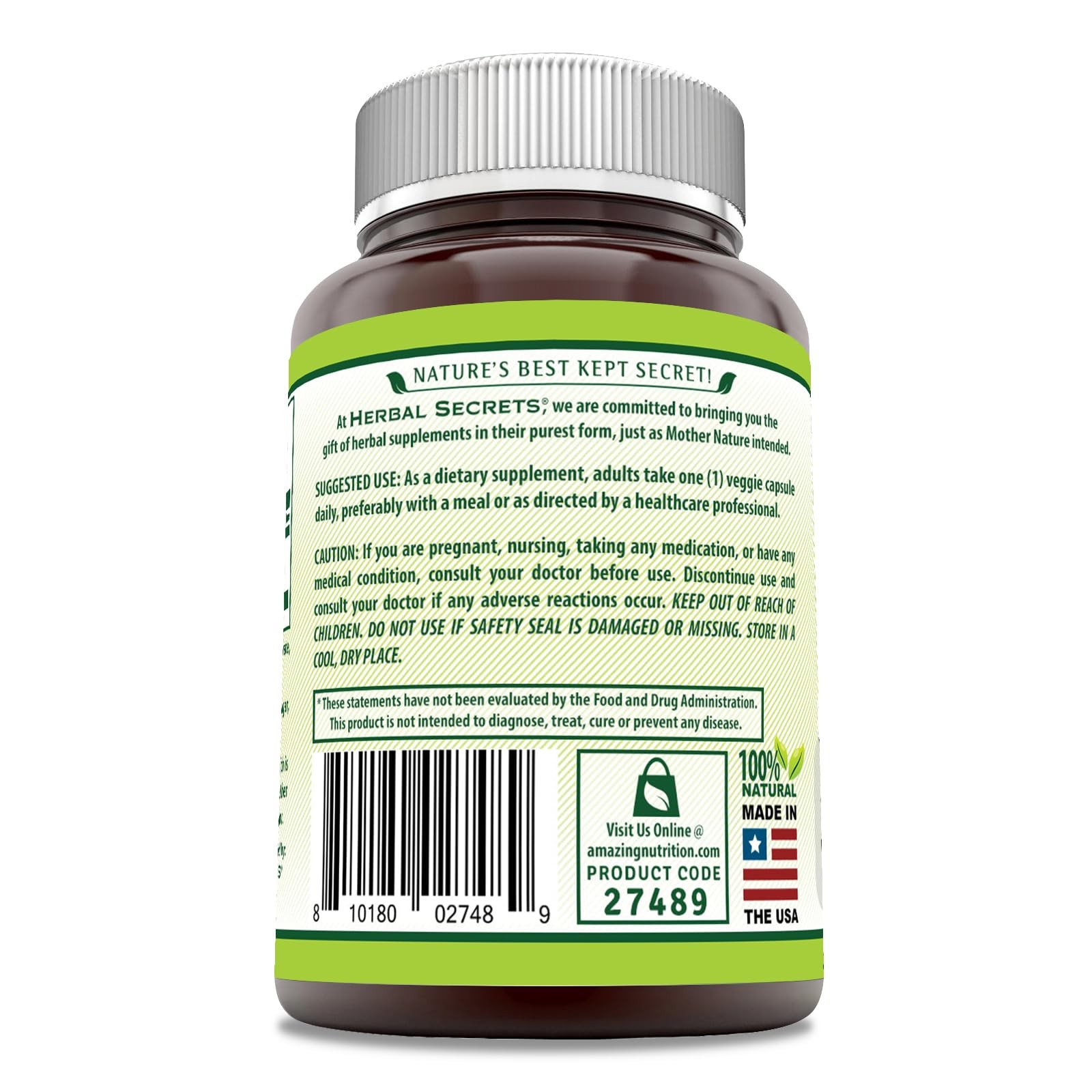 Herbal Secrets Amla Supplement | 500 Mg Per Serving | 120 1 Count (Pack of 1)
