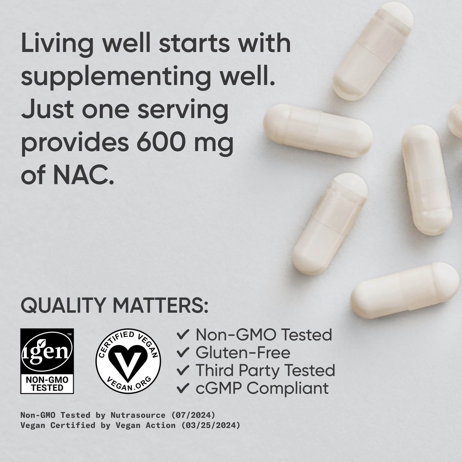 NAC (N-Acetyl Cysteine) 600mg Supports Antioxidant Detoxifying Lung Health 90 Ct
