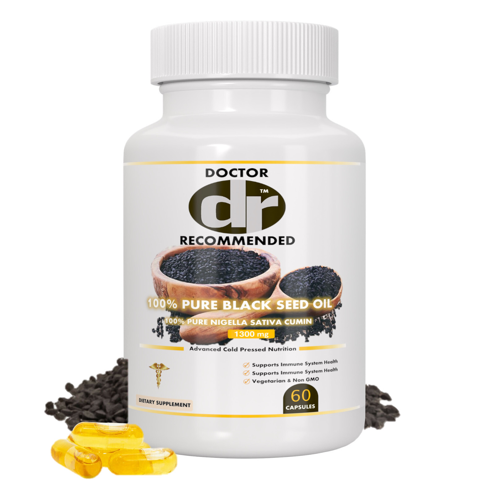2 Natural Black Seed Oil Capsules 100% Cold Pressed – Immune Support, Detox Aid