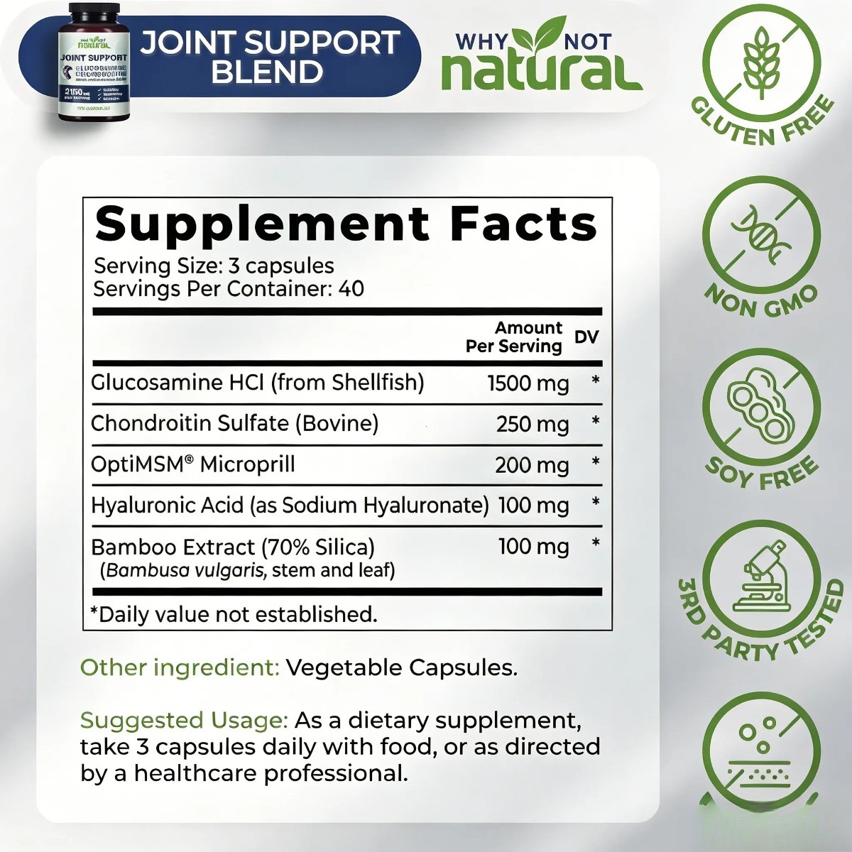 Why Not Natural Glucosamine Chondroitin MSM–Joint Support for Mobility & Comfort