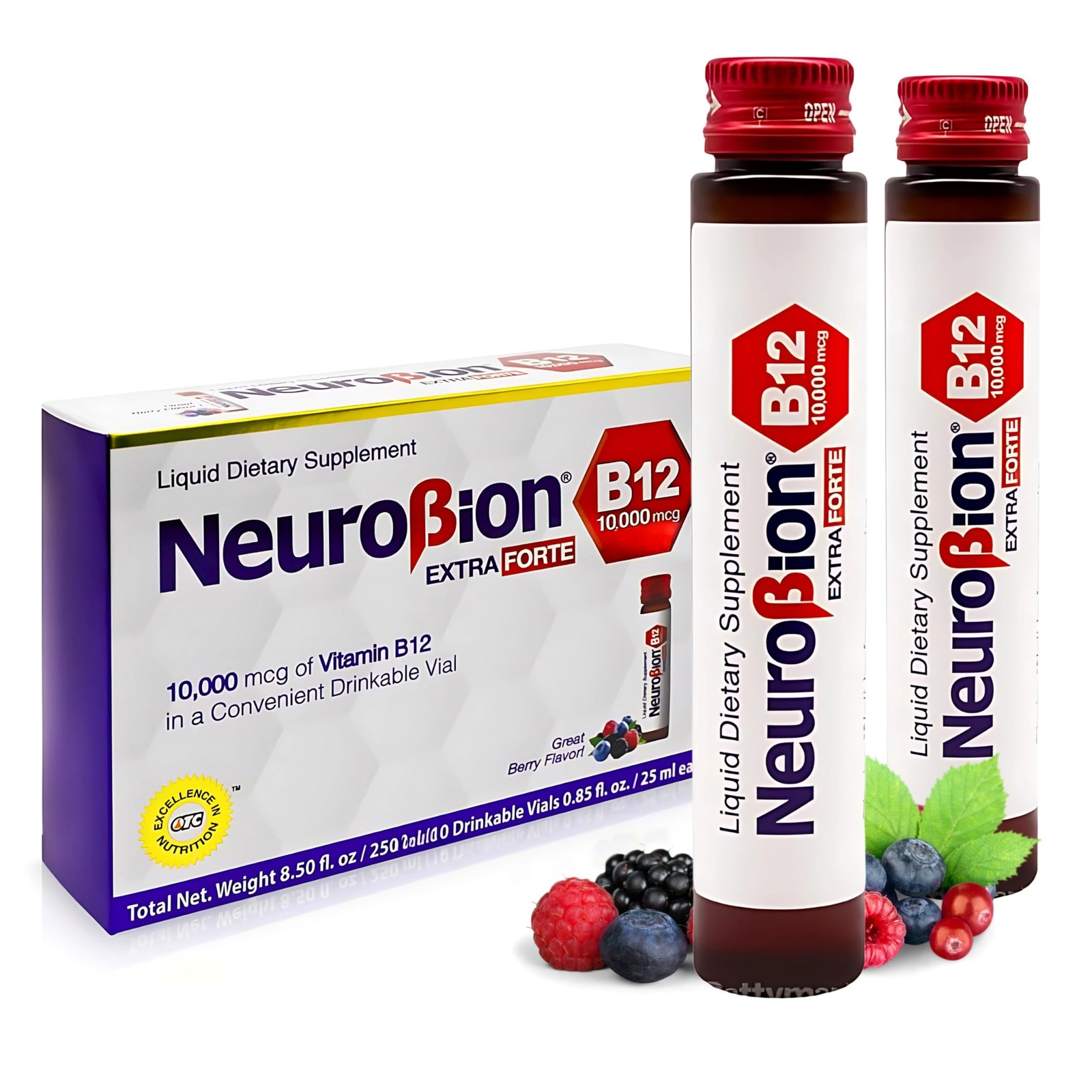 Neurobion Extra Forte B12 10,000 mcg Vials, Liquid – 0.85 Fl Oz (Pack of 10)