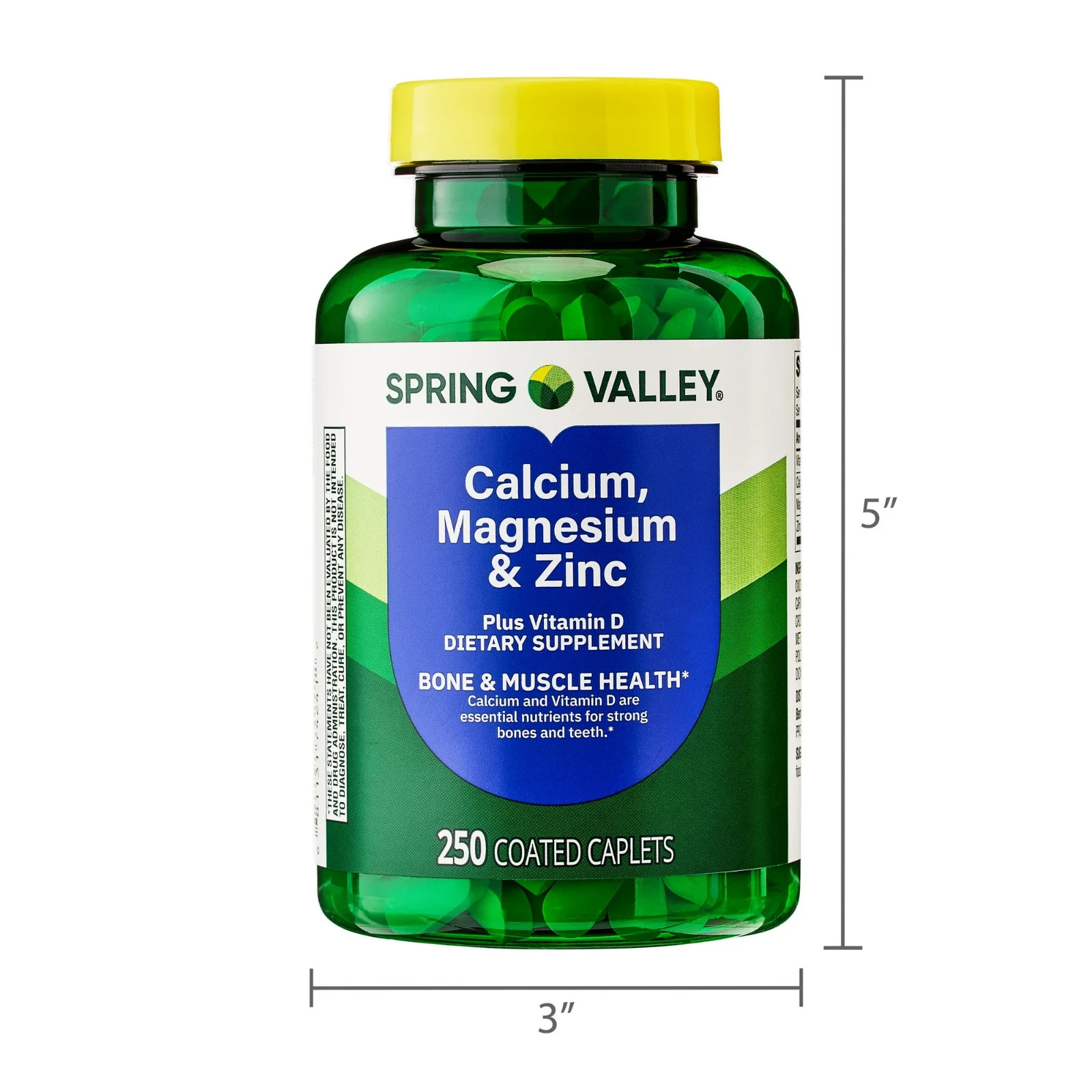 Spring Valley Calcium Magnesium & Zinc Plus Vitamin D3 Coated Caplets, 250 Count