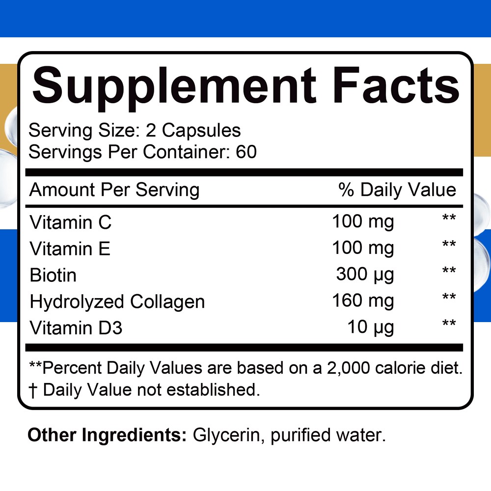 Hydrolyzed Collagen with Vitamin D3,C,E-Supports Joint Health 30/60/120 Capsules