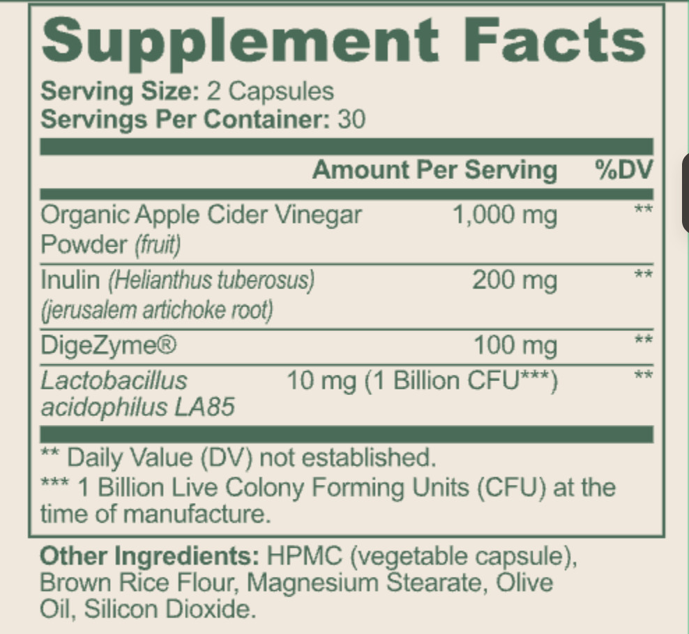 Ligera 4-in-1 Gut Health ACV Probiotic Prebiotic Digestive Enzymes Woman 60 Caps