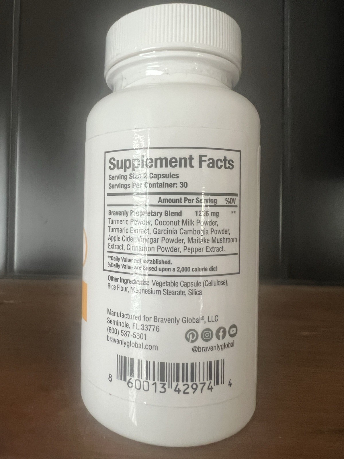 Bravenly GOLD Turmeric & Apple Cider Vinegar 60 Capsules Exp 1/2028 – New/Sealed