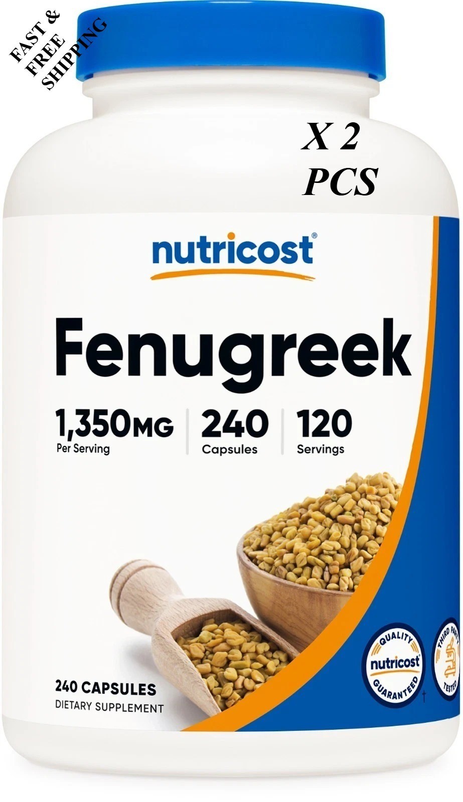 NEW LUXRY Nutricost Fenugreek 675mg – 240 Caps, Gluten Free, Non-GMO