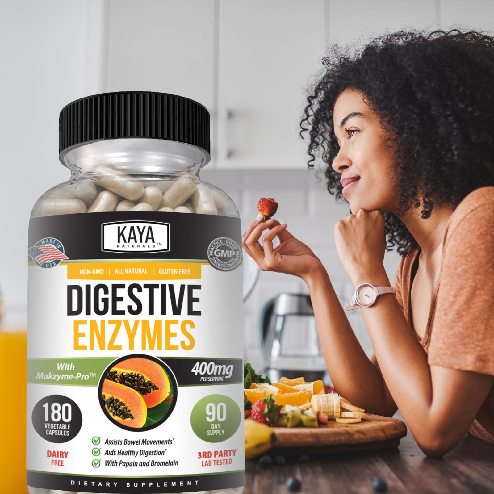 Digestive Enzymes Probiotics & Bromelain 180ct Constipation Bloating Gut Relief