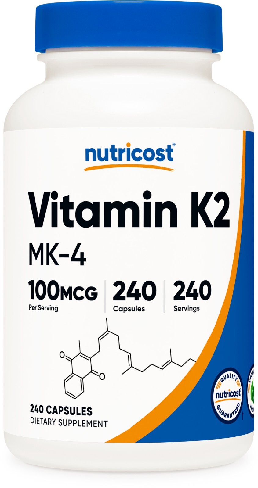 Nutricost Vitamin K2 (MK4) 100mcg, 240 Capsules – Gluten Free and Non-GMO