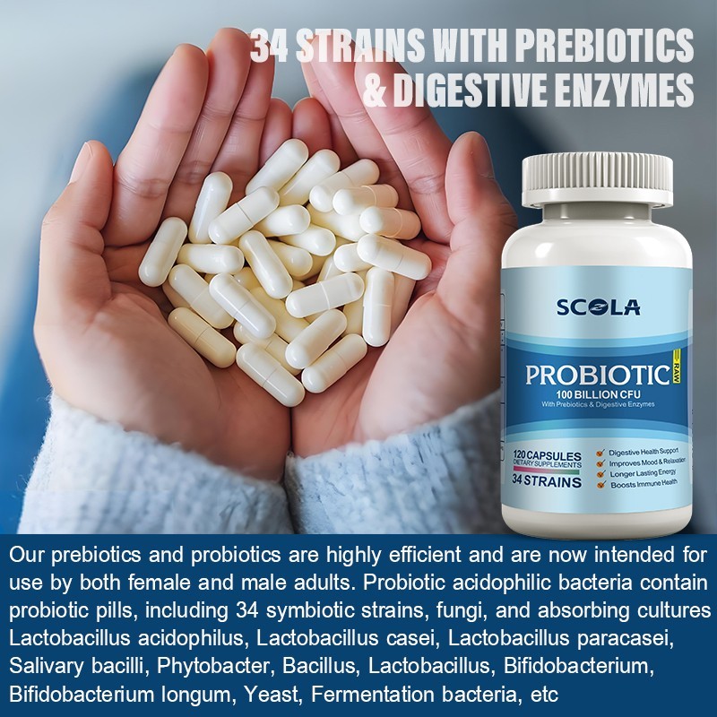 Probiotic 100 Billion CFUs 120 Veg Capsules, Digestive Health, Gut