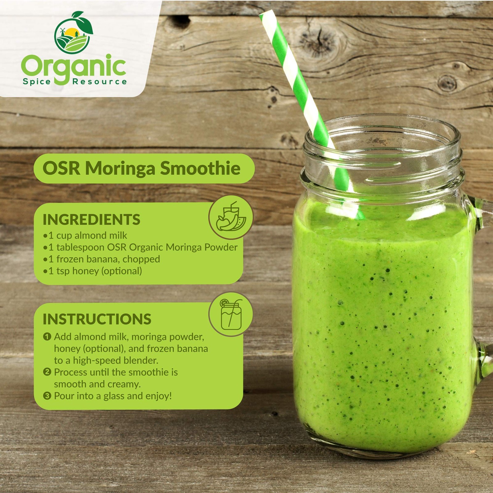 Organic Moringa Powder – 8 oz (226g) | USDA Organics, 8 Ounce (Pack of 1)