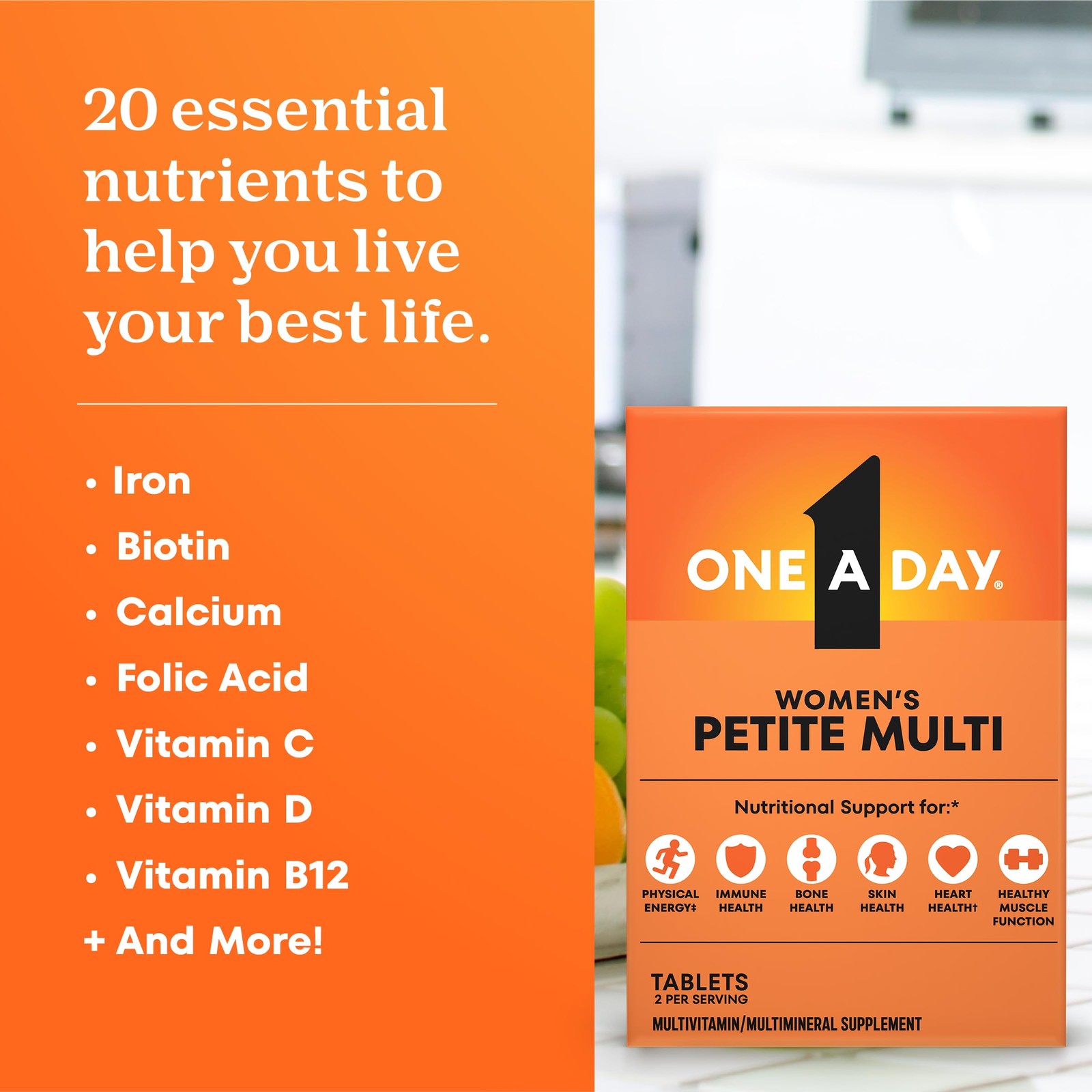 One A Day Women’s Petites Multivitamin,Supplement with Vitamin A, C, D, E and…