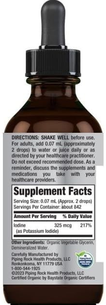 Piping Rock Nascent Iodine Drops Organic | 2 fl oz | 2 Fl Oz (Pack of 1)