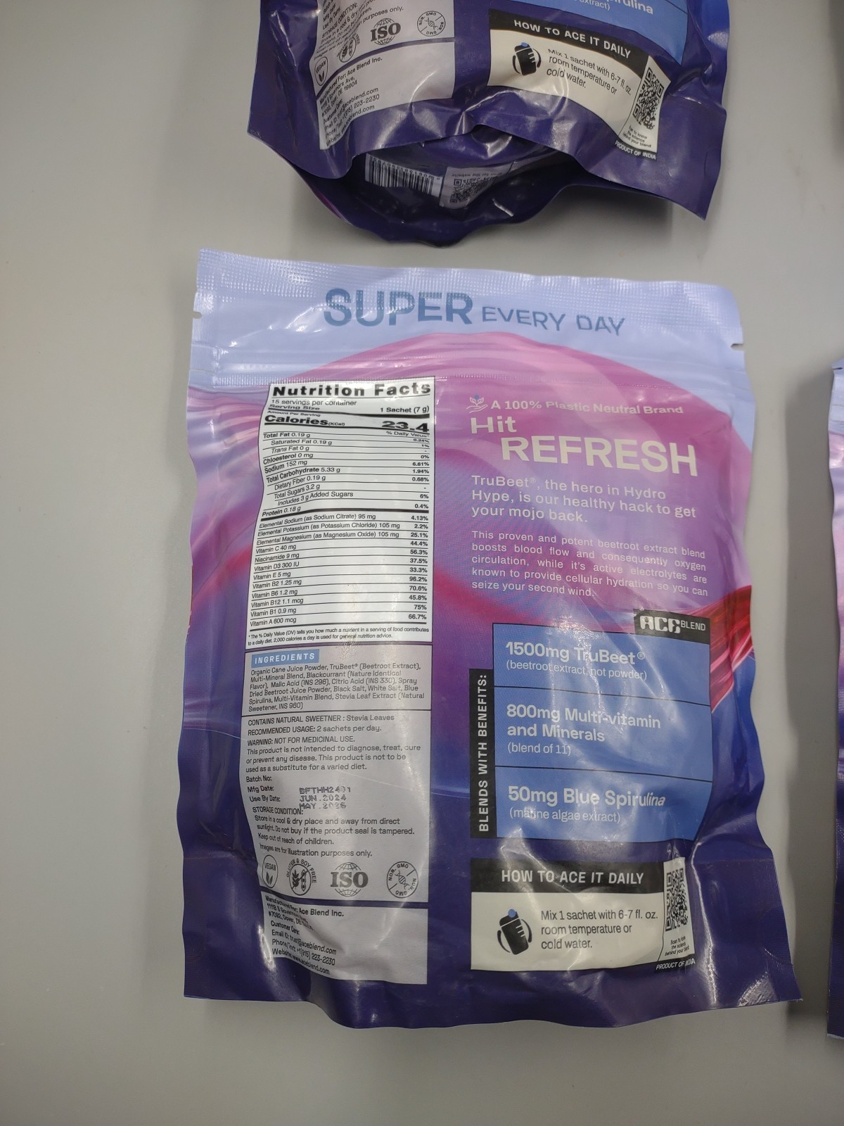 Lot Of 4 TruBeet Hydro Hype Sachets ~ 15 Per Bag ~ Expire 05/26
