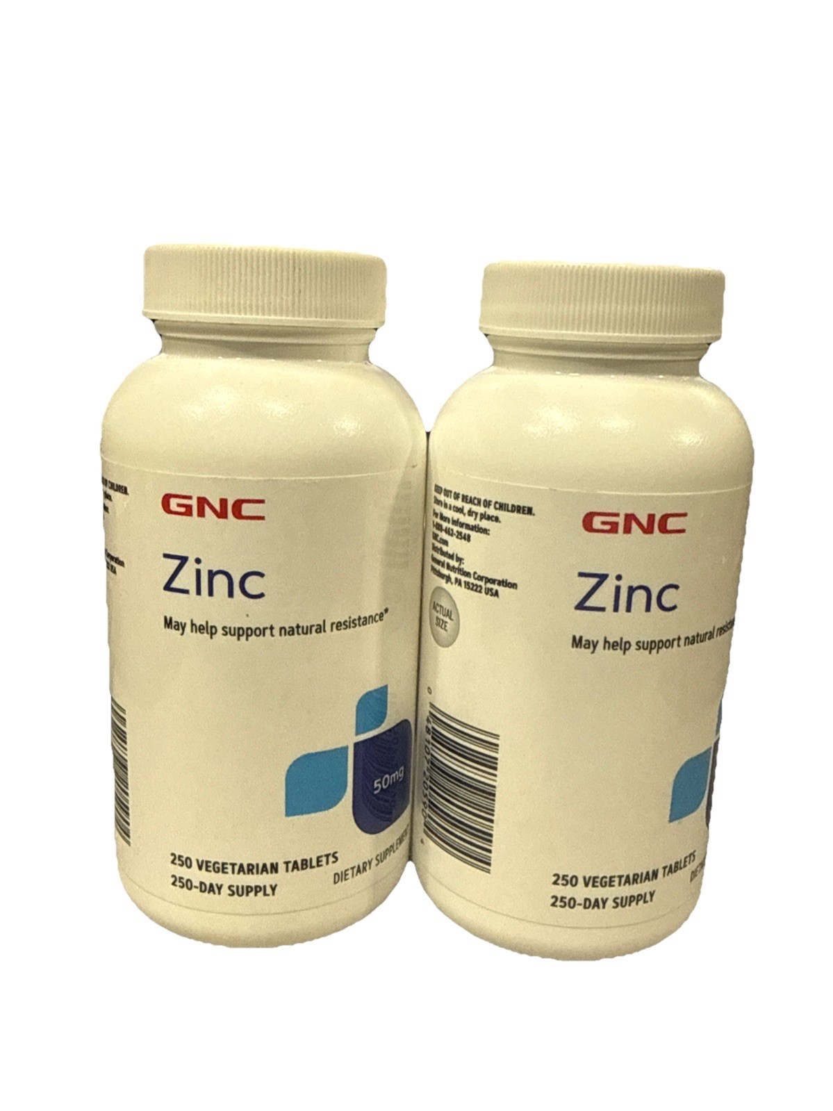 (2X) GNC Zinc 50MG 250 Vegetarian Tablets 12/2028