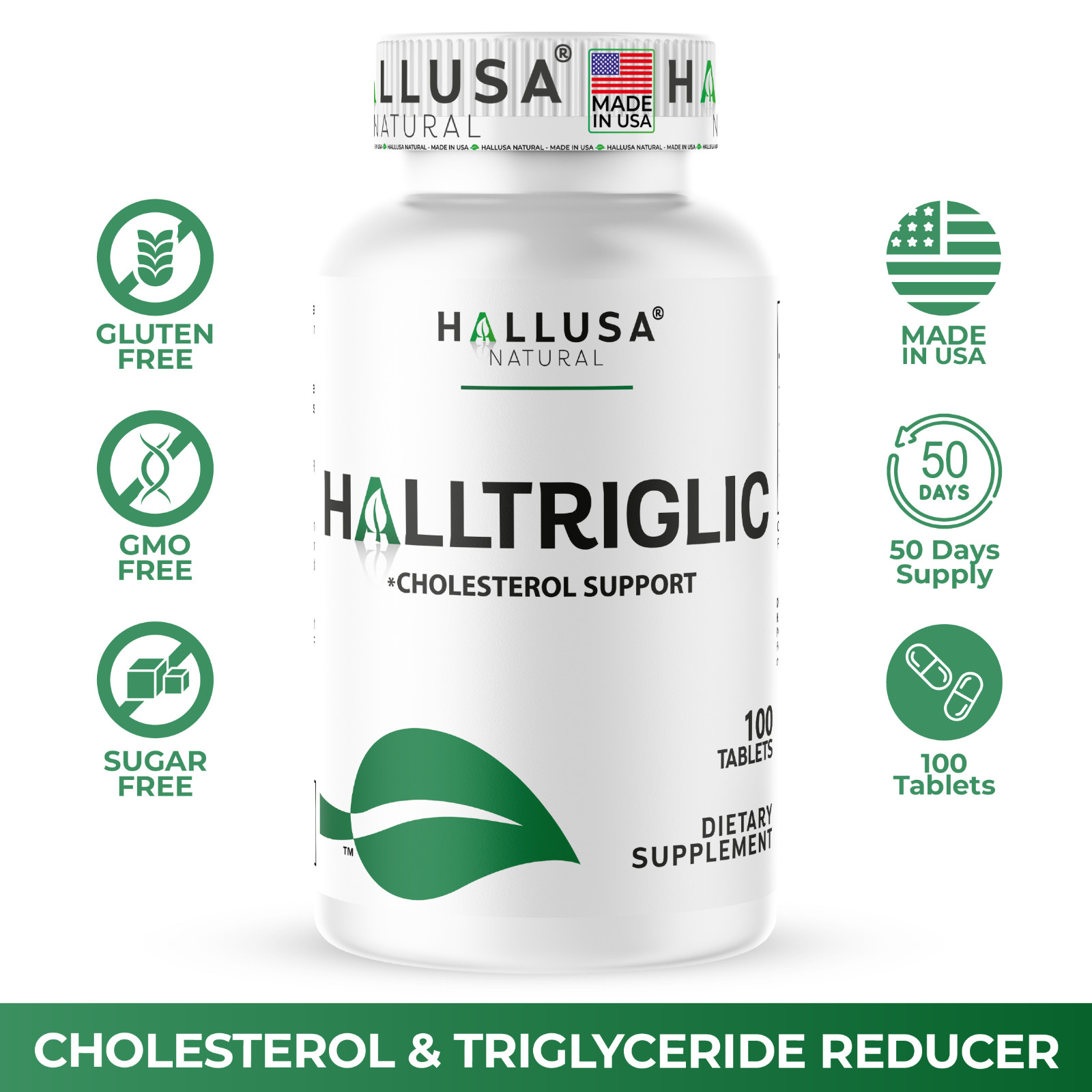 HALLTRIGLIC – Heart Health – Lower Triglycerides & Cholesterol – 100 Tabs