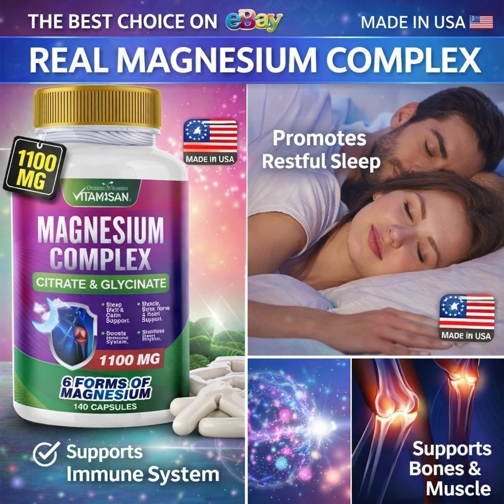Magnesium 6-in-1 Complex 1100mg, 6 Active Forms for Muscle & Relaxation Body 140